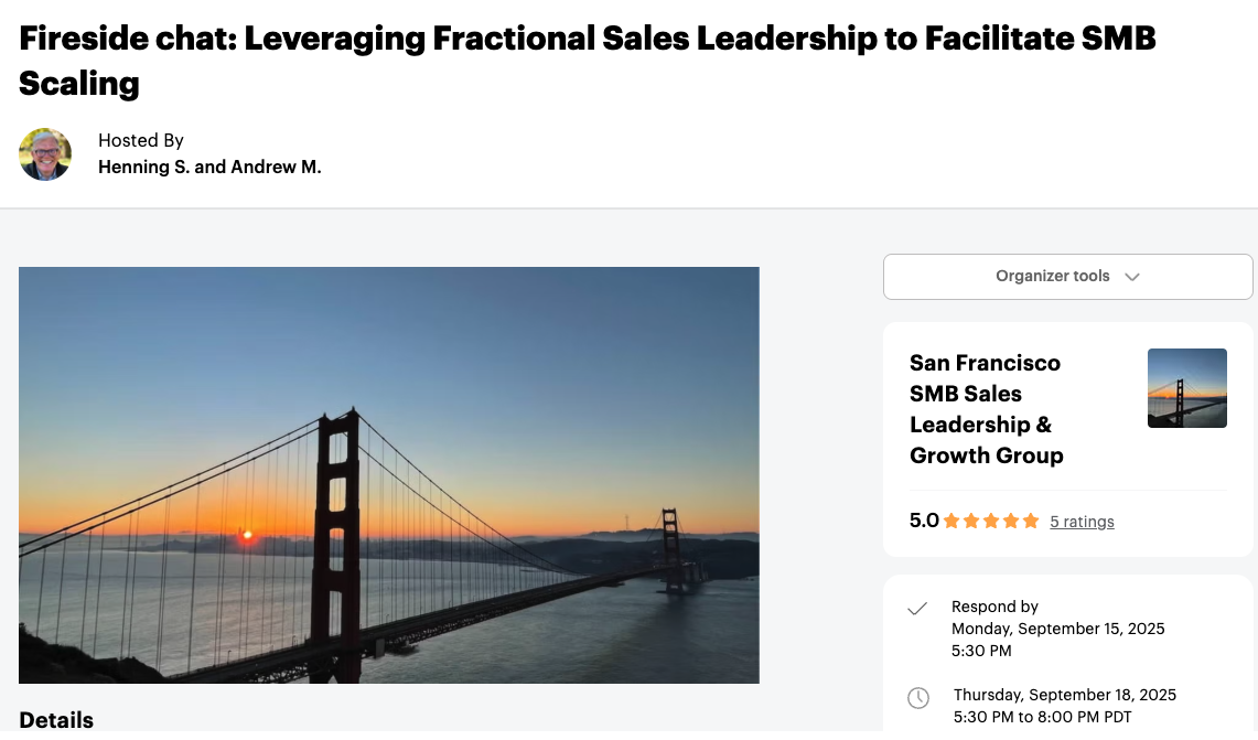 Bay Area SMB Leaders Happy Hour – Fireside Chat on SMB Scaling with Fractional Executives