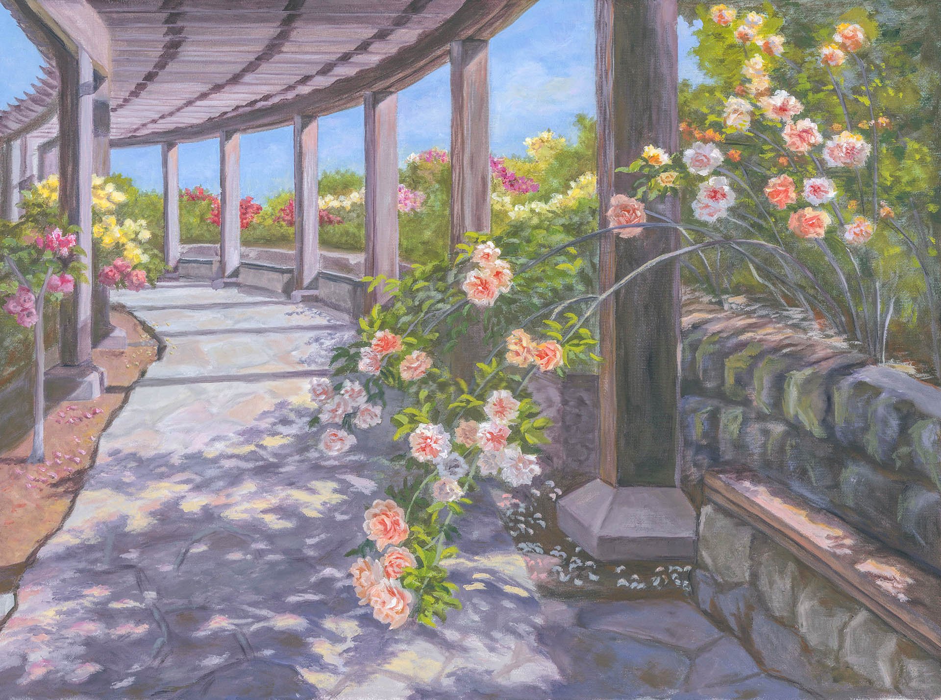 A Path Through the Rose Garden, 18"x24", oi on canvas