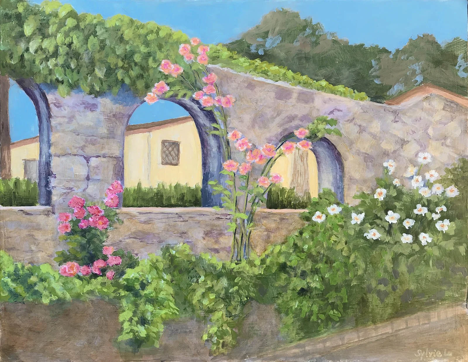 Old Walls in the Spring, 11"x 14", acrylic on panel
