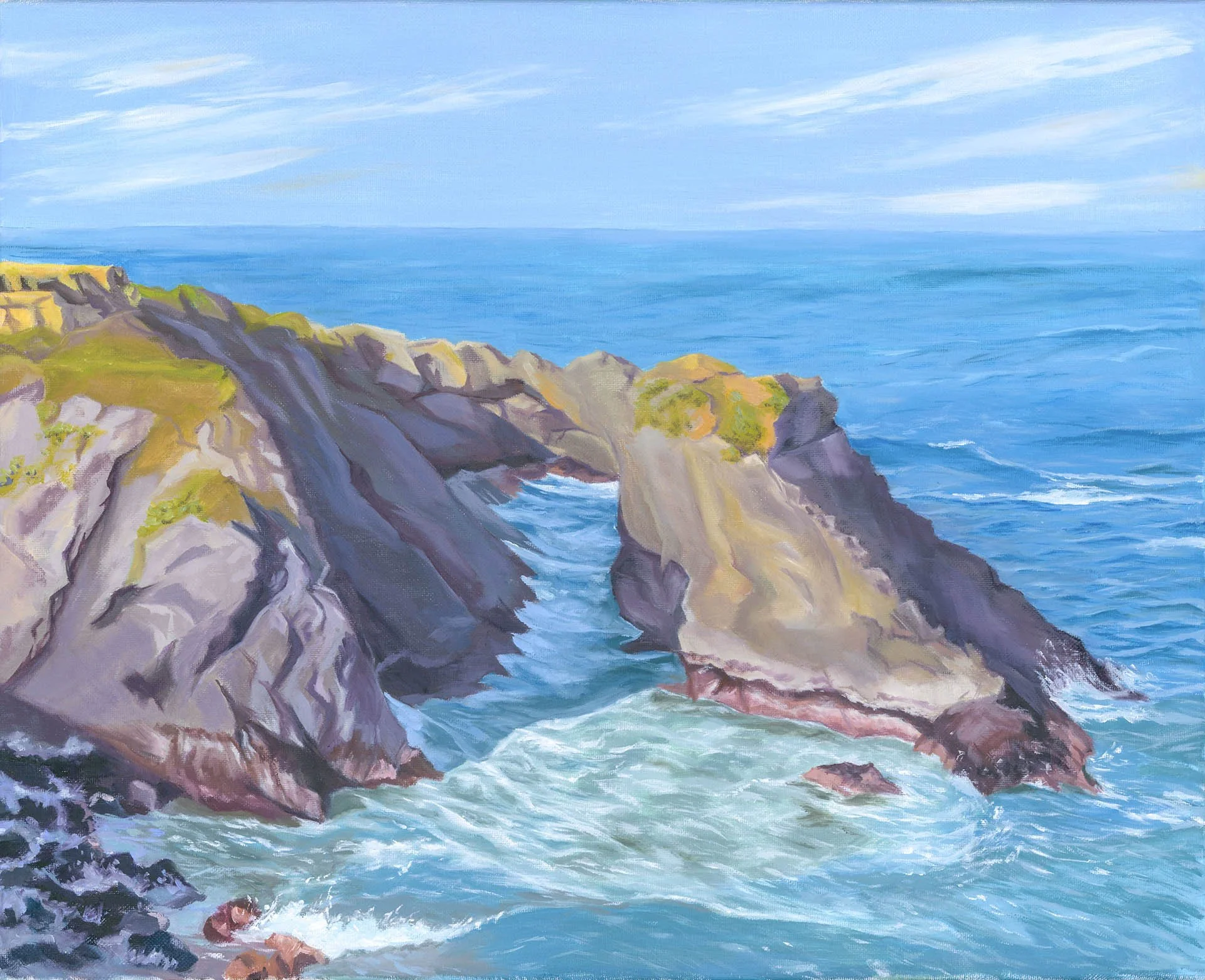 Coastal Rocks, Mendocino, 16"x20", oil on canvas