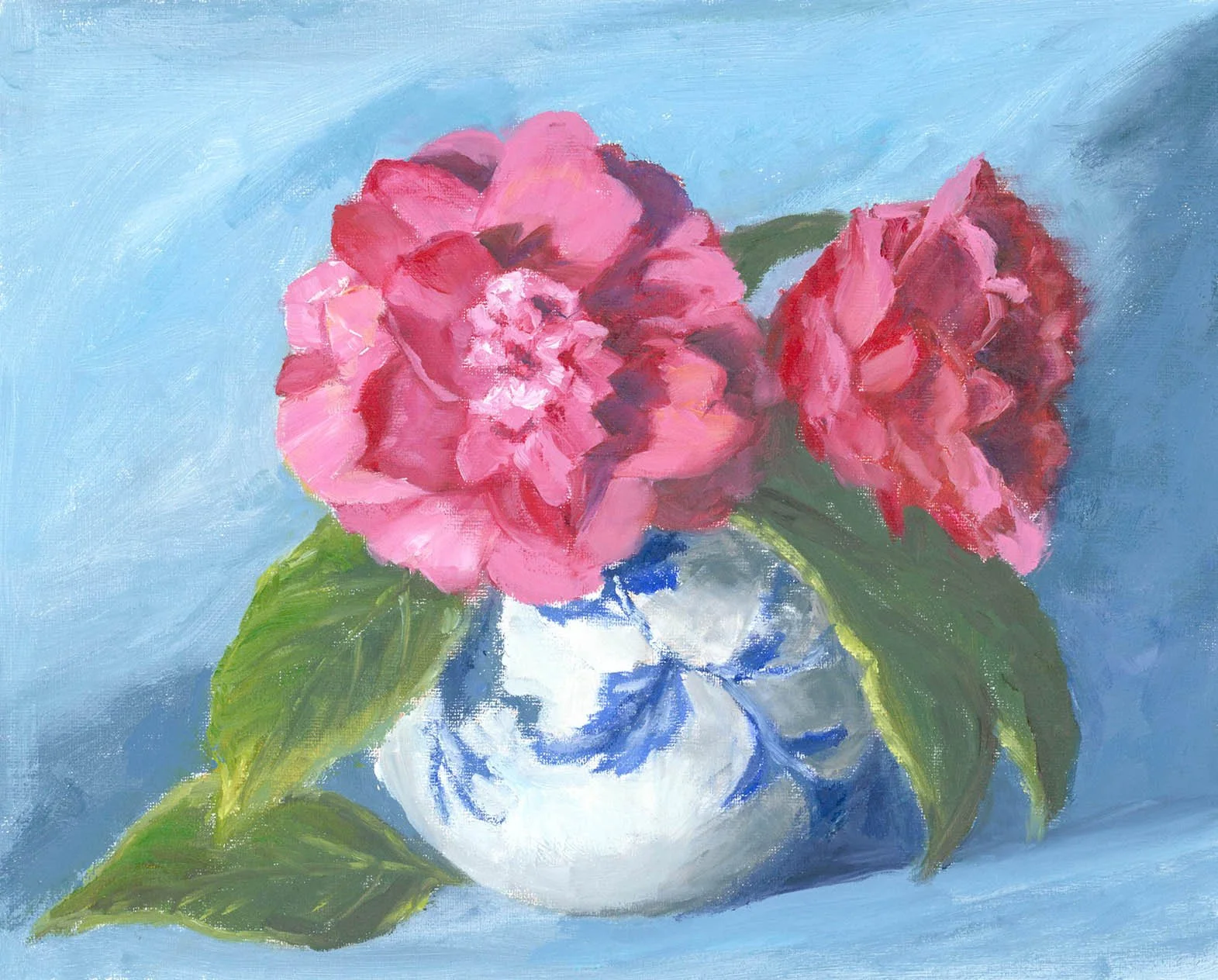 Two Camelias, 8"x10", oil on linen