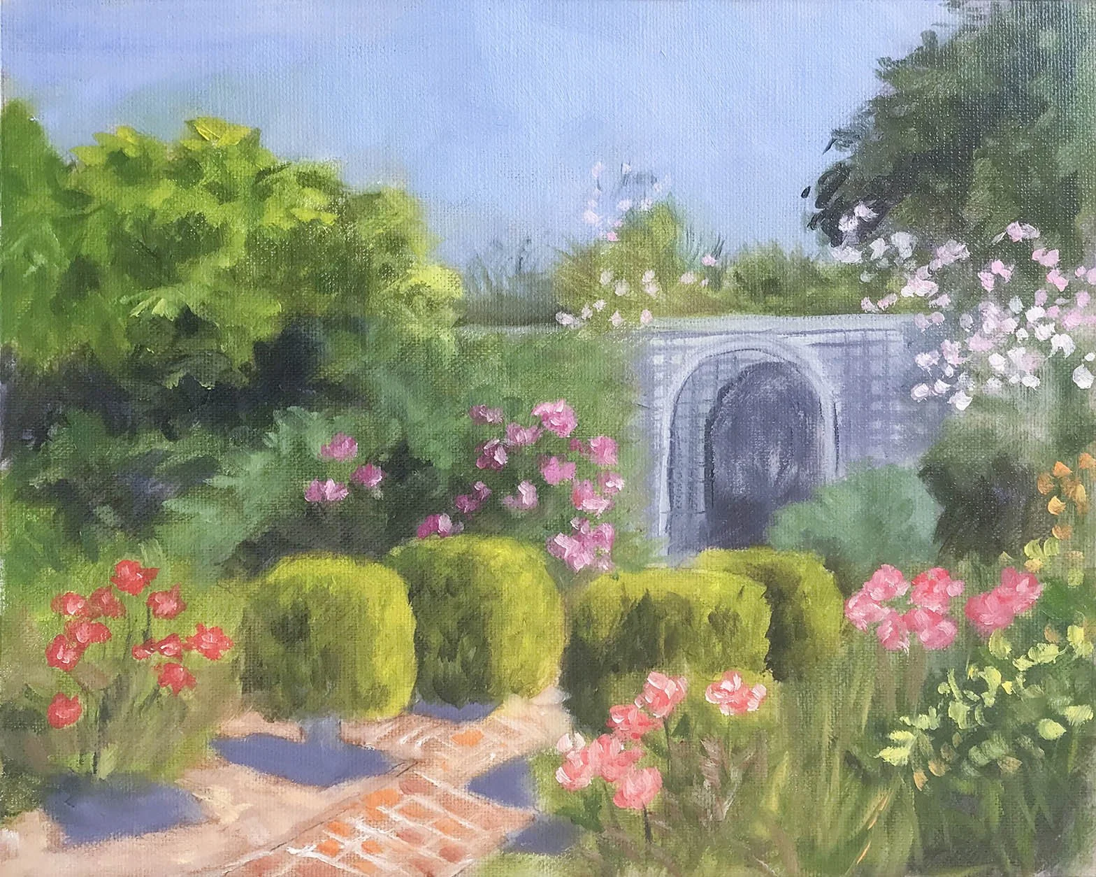Sunny Day in the Garden, 8"x10", oil on linen