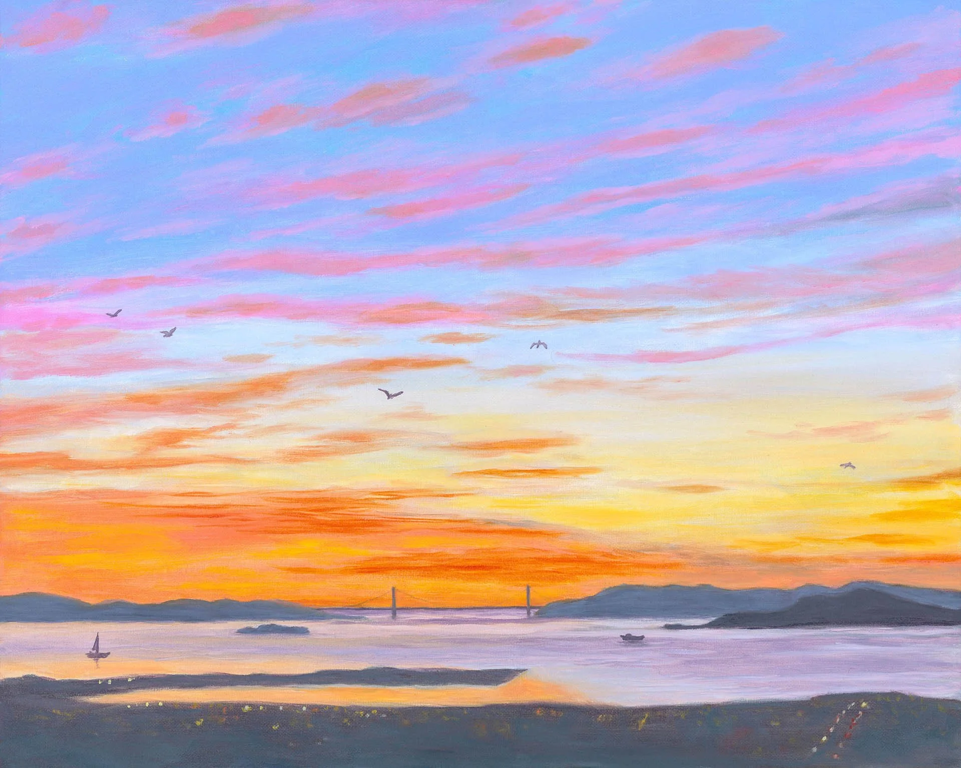 January Sunset, 16"x20", oil on canvas