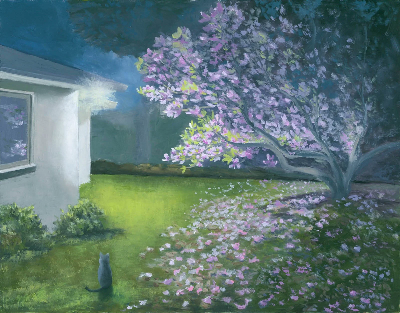 Magnolia at Night, 11"x 14", oil on panel