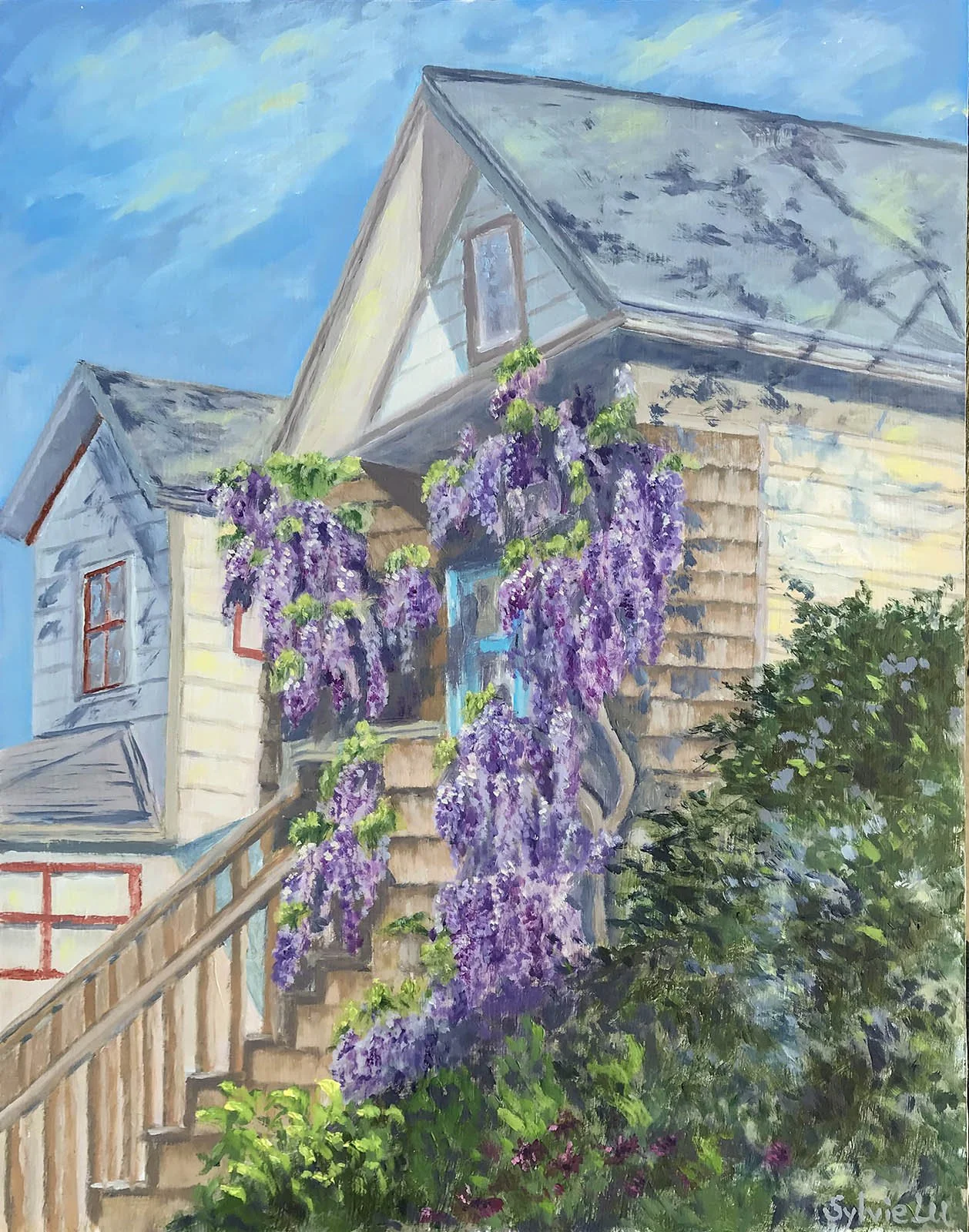 Wisteria House, 11"x 14", oil on panel