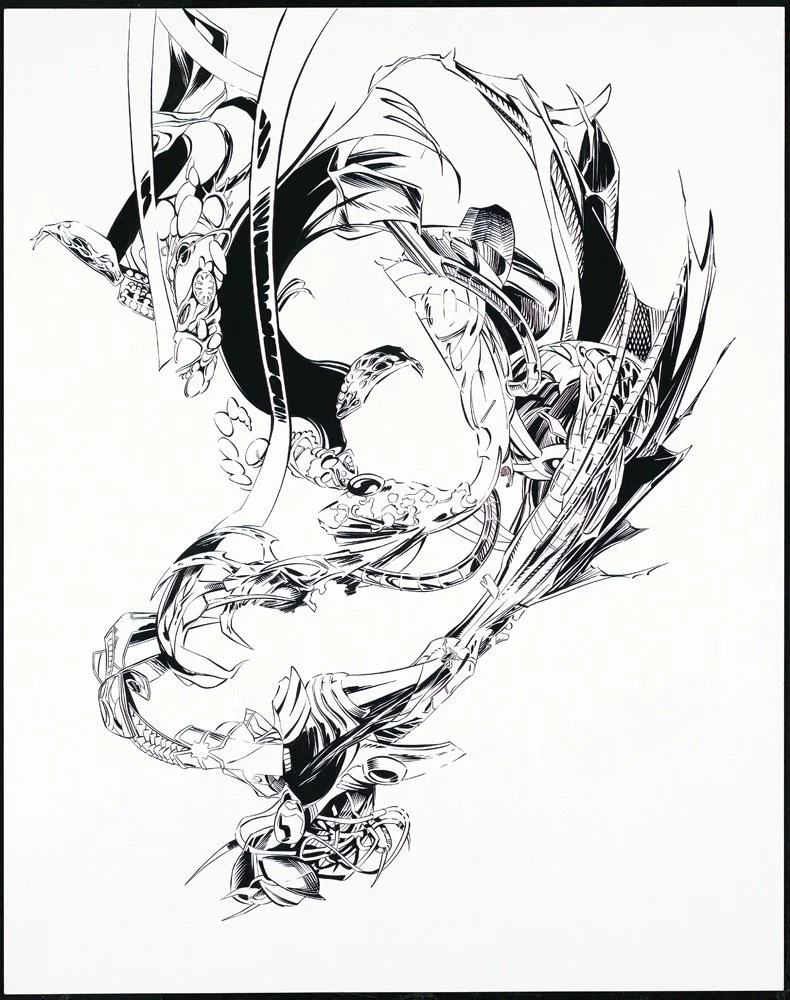 Loop B&W 2008 gouache on paper