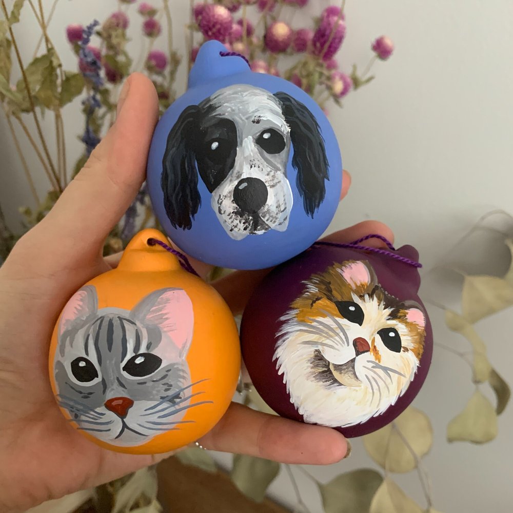 Ornament - Hand-Painted Custom Pet Portrait — Artwork By Emilie Darlington  | Canadian Muralist Inspired by Nature