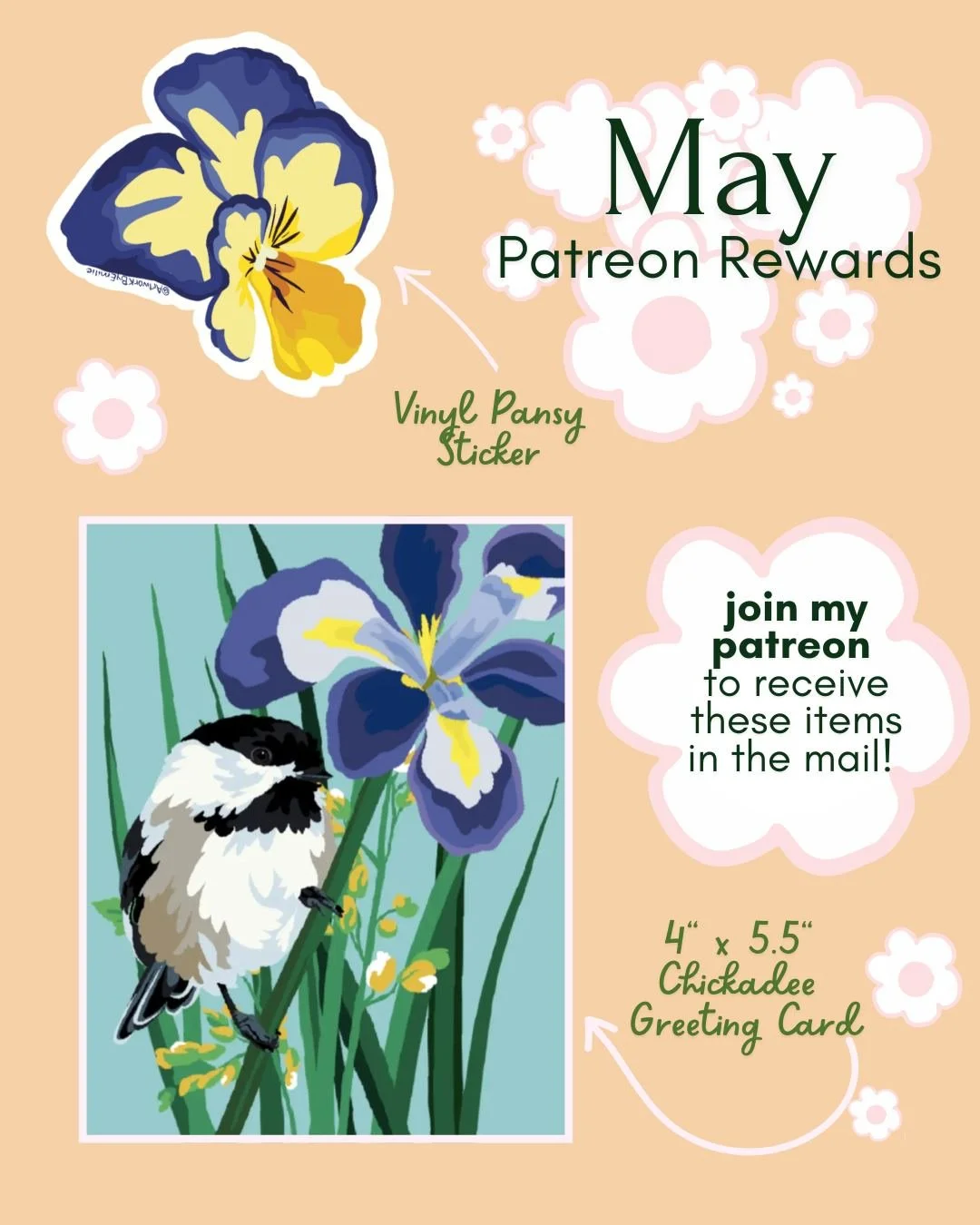 Spring is finally here, and the sweet little chickadees are singing their celebration song! 🎶

May rewards for patreon subscribers will be mailed in the first week of June. You can join your preferred tier at the 🔗 in my bio anytime in May to recei