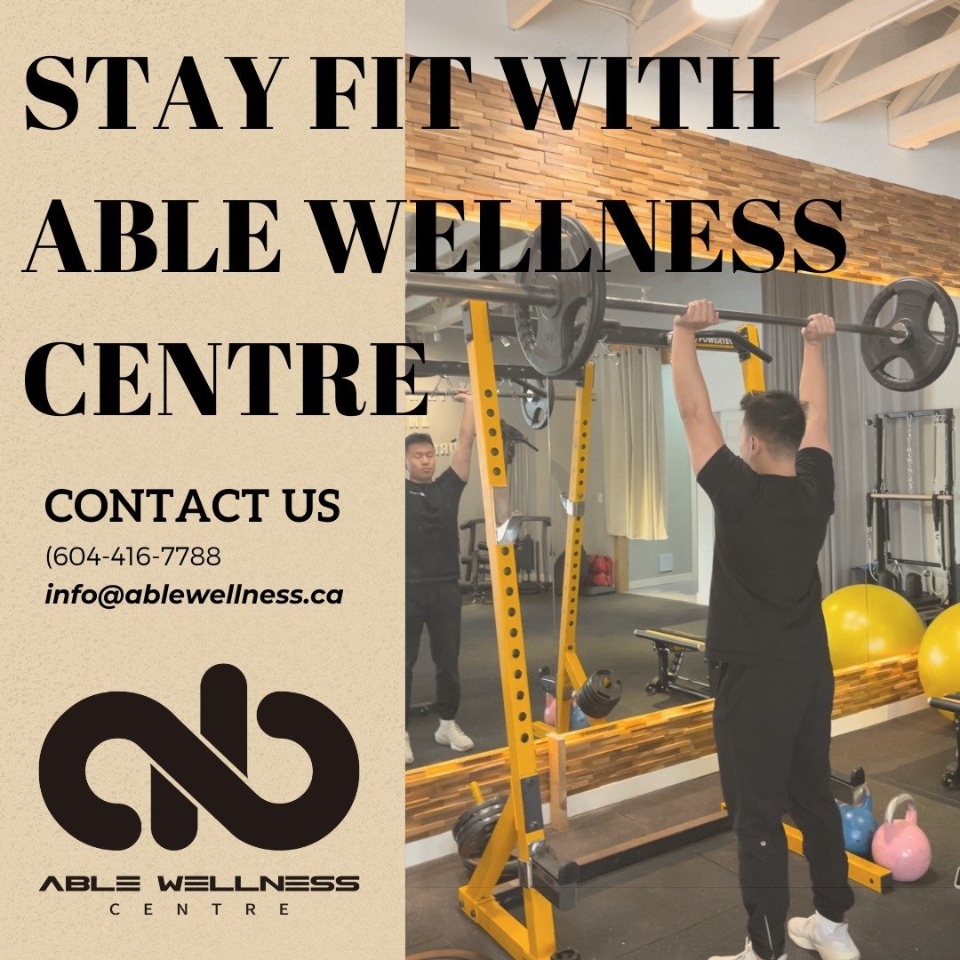 One of the best ways you can take care of your health is regular exercise. At Able Wellness Centre we are here to offer support and guidance for your personal exercise journey!

Book today and start your exercise journey!

Email us at ✉️ info@ablewel