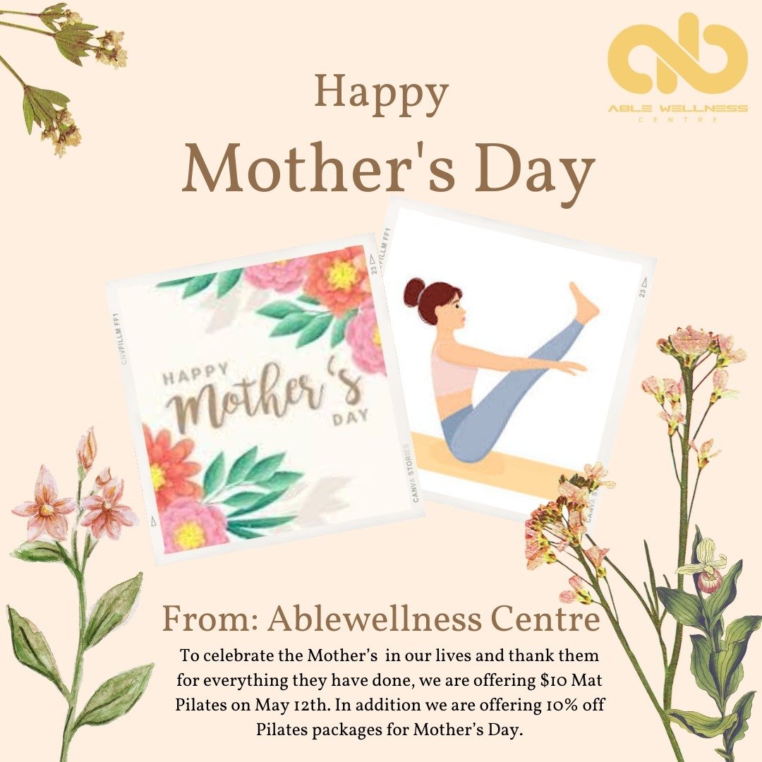 All of us at Able Wellness Centre want to wish all of the Mothers, Grandmothers and Mother figures Happy Mother's Day. We want to show our love, appreciation and admiration for everything that you do everyday.

Join us tomorrow on Mother's Day (May 1