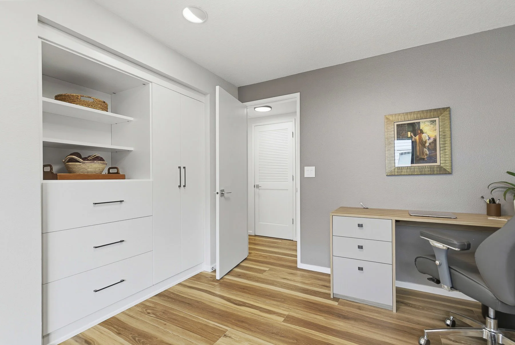 Modern flush built-in wardrobe in Vancouver, WA photographed by Paul Rich Studio