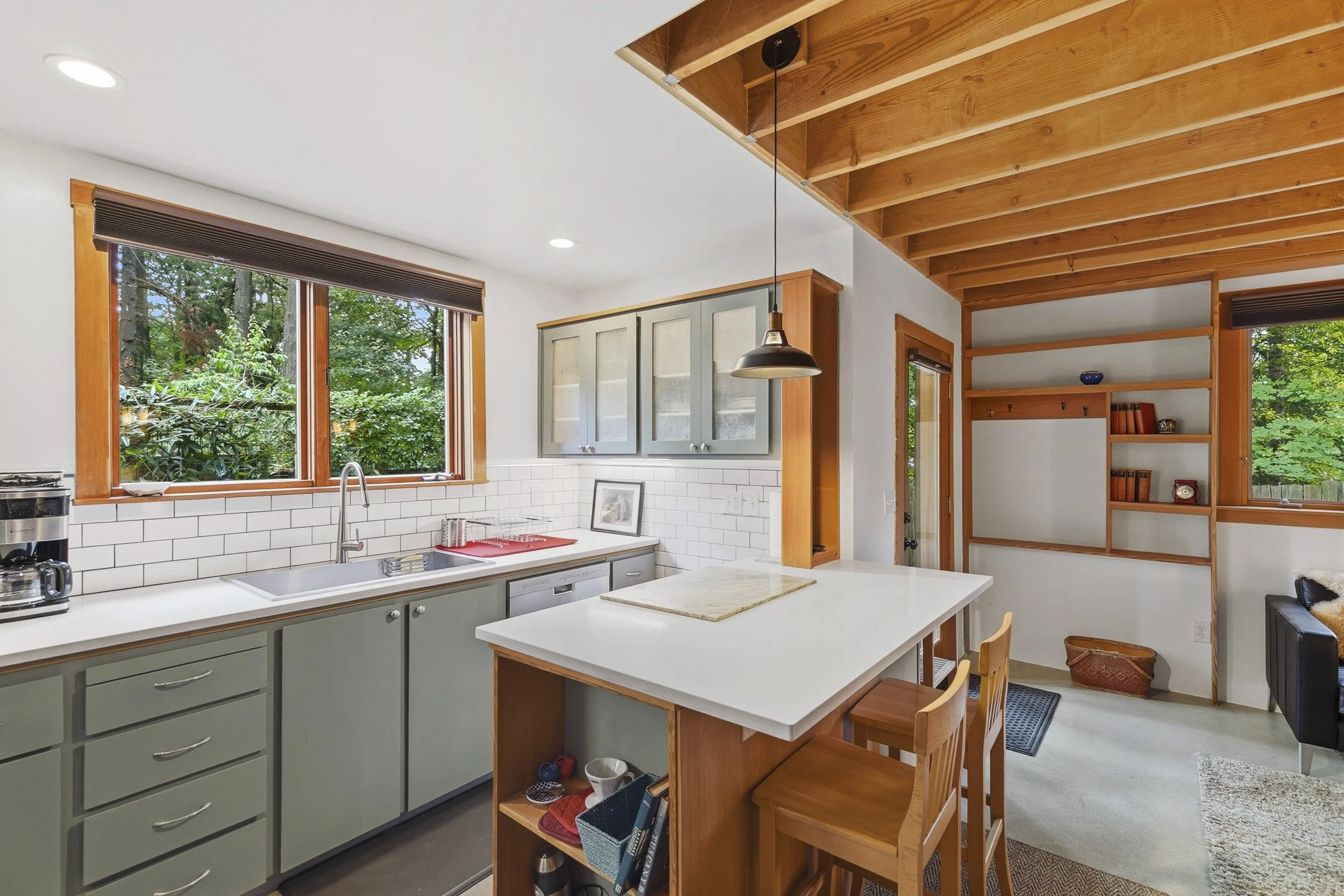 Kitchen area with amenities shown for a Furnished Finder listing in SW Portland