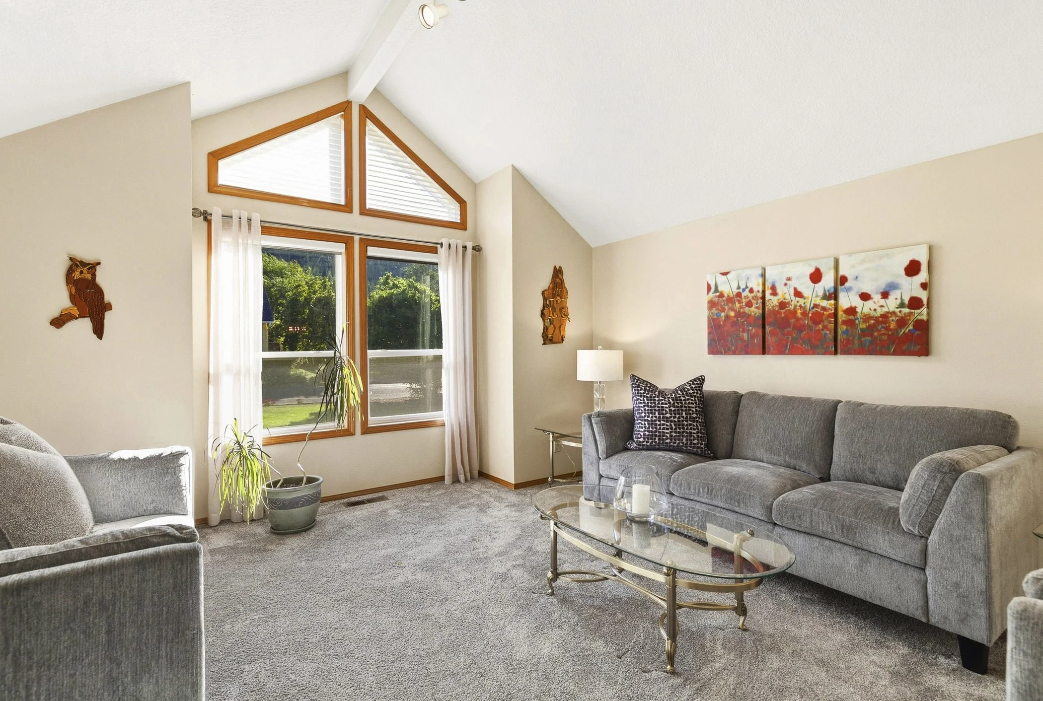 Living room area of a home in Columbia City, OR