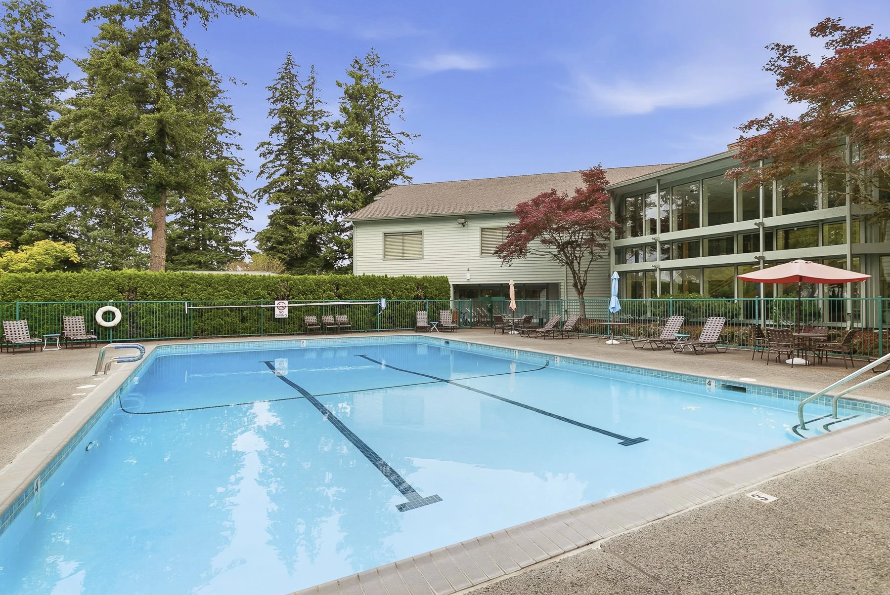Clubhouse pool in a 55+ community in Vancouver, WA
