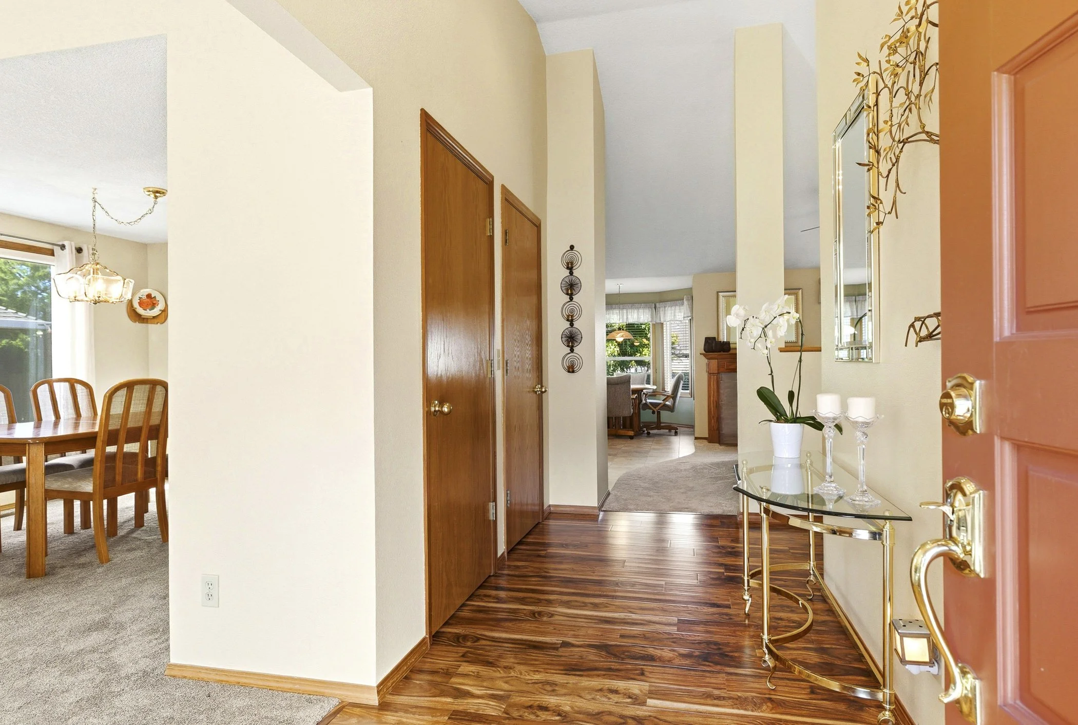 Grand entryway in a Columbia City, OR home showcasing a well-cared for home