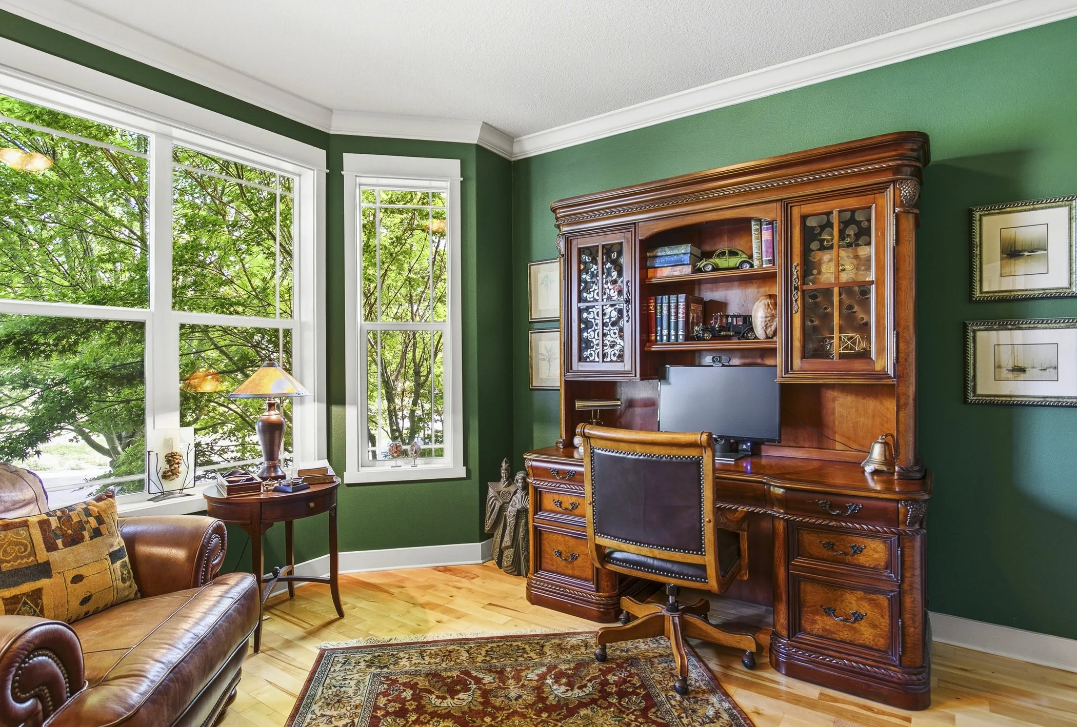 Elegant office in a luxury home in Portland, Oregon photographed by real estate photographer Paul Rich Studio