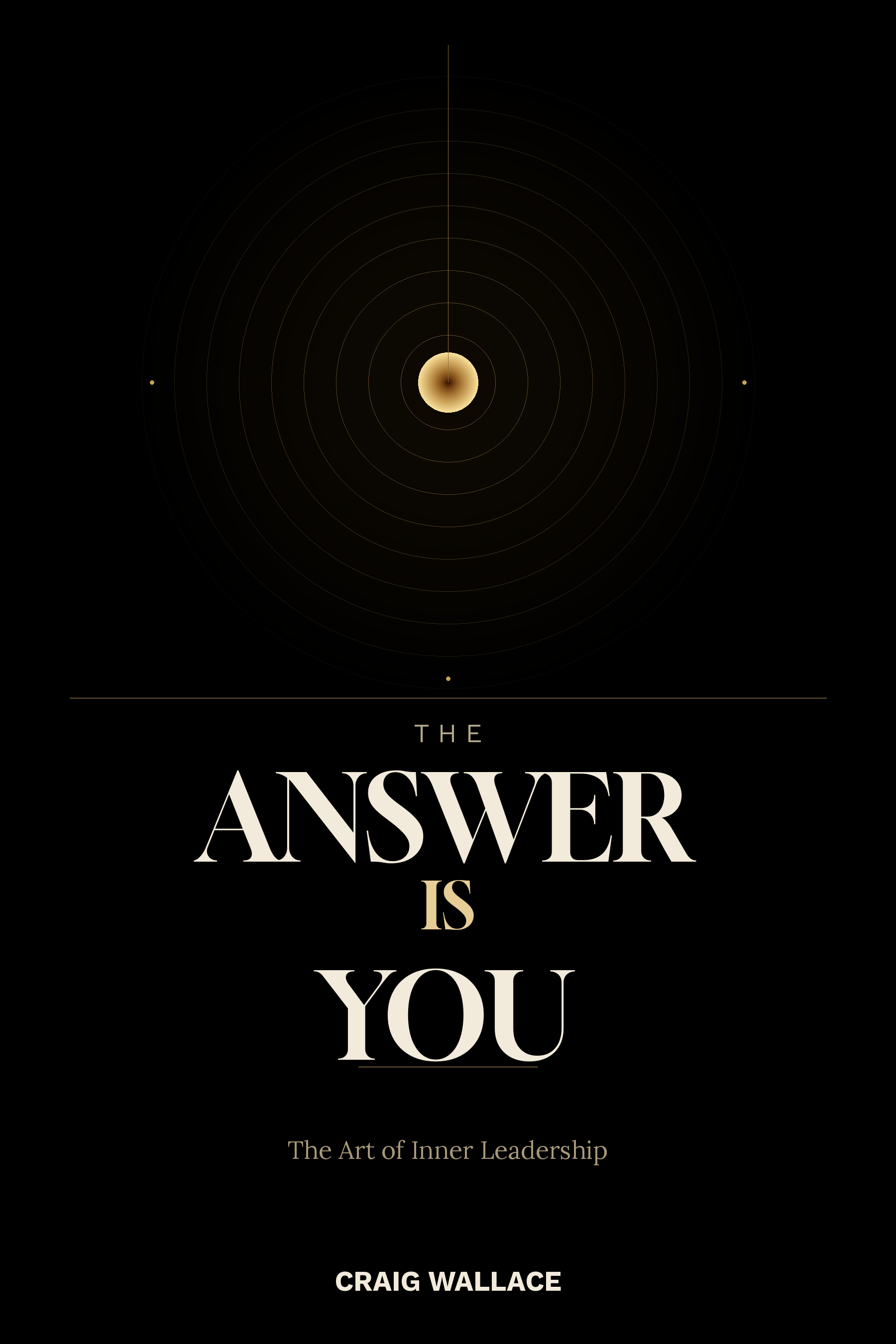 A black book cover featuring a gold illustration of planets and the sun at the top. The title reads 'The Answer is You' in large, elegant font, with the subtitle 'The Art of Inner Leadership' beneath it. The author's name, Craig Wallace, is at the bottom.