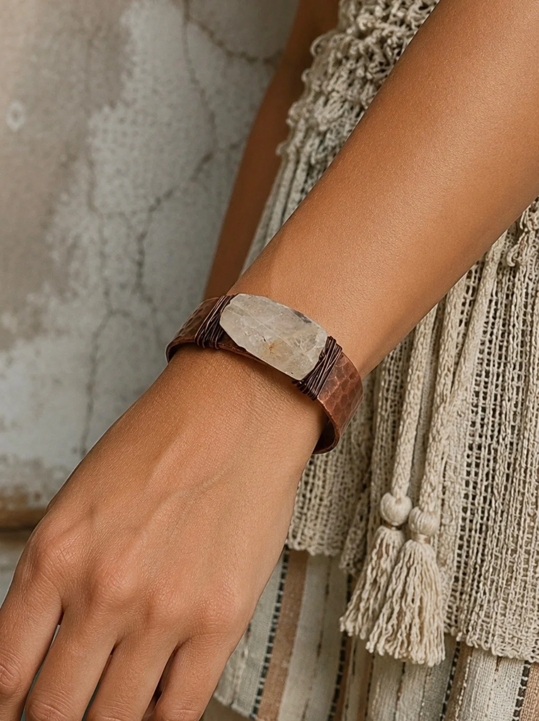 Golden Rutile Brass Cuff