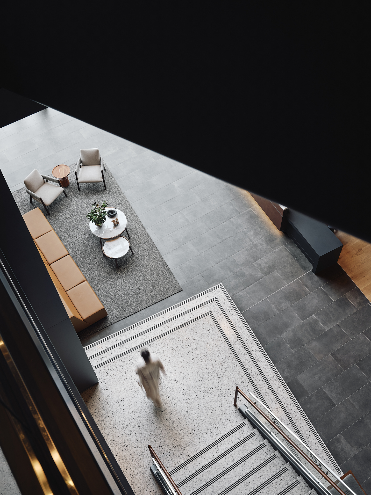 Architectural photography of the Jones Capital Corporate Headquarters in Midtown Hattiesburg, MS. Designed by Wier Boerner Allen (WBA) Architecture, this 80,000-square-foot Class A office building serves as the global hub for Jones Logistics and Jone