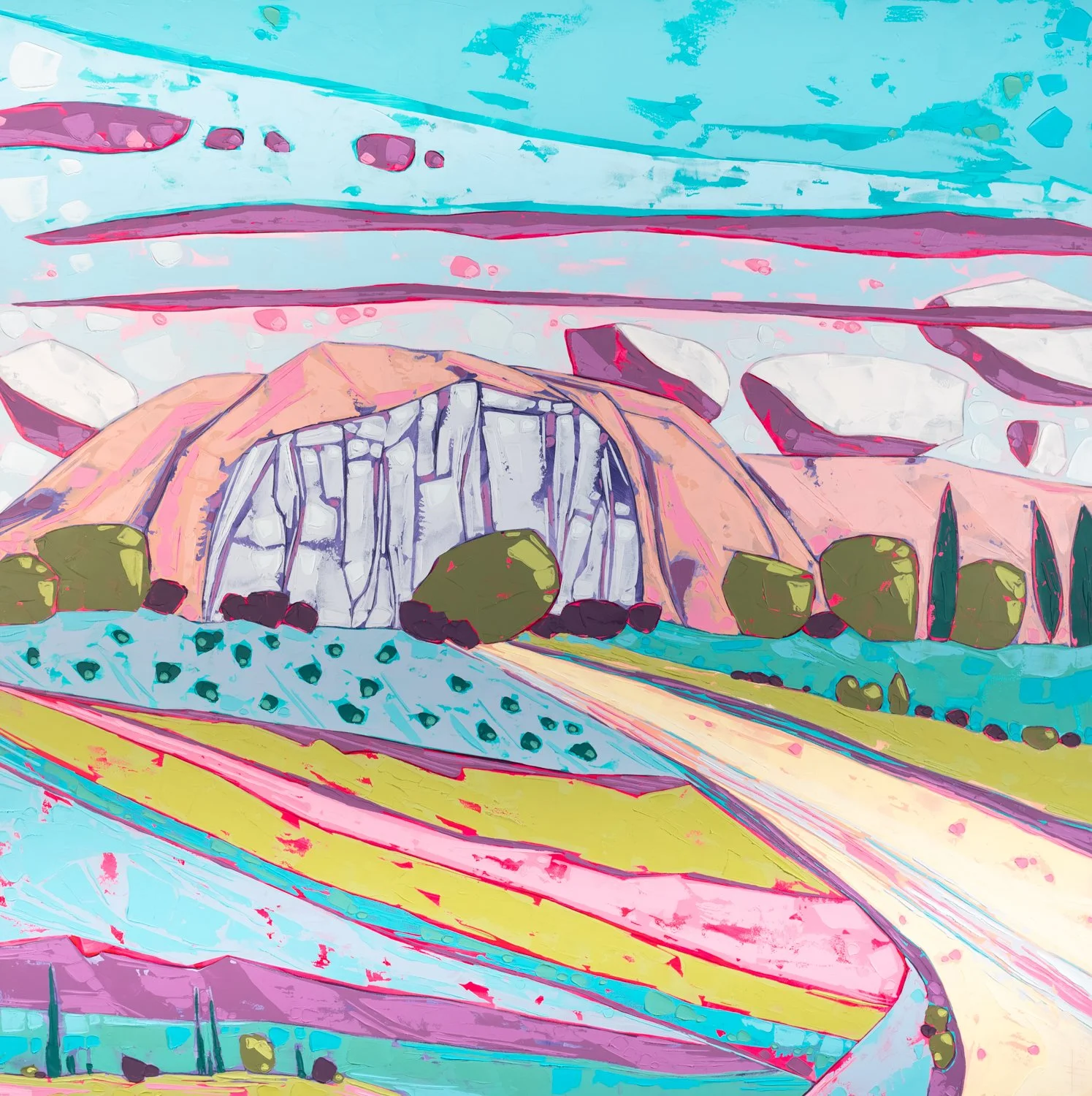 Above the Lake, 30" x 30", mixed media on panel 