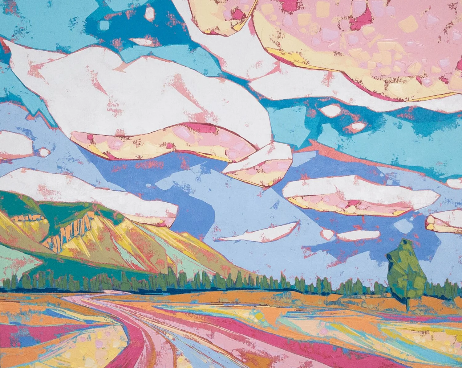 Walk in the Park, oil + cold wax on linen panel, 24 x 30", 2024