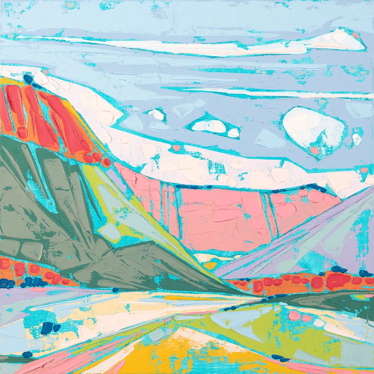 A Clear View, I - 8" x 8", mixed media on panel