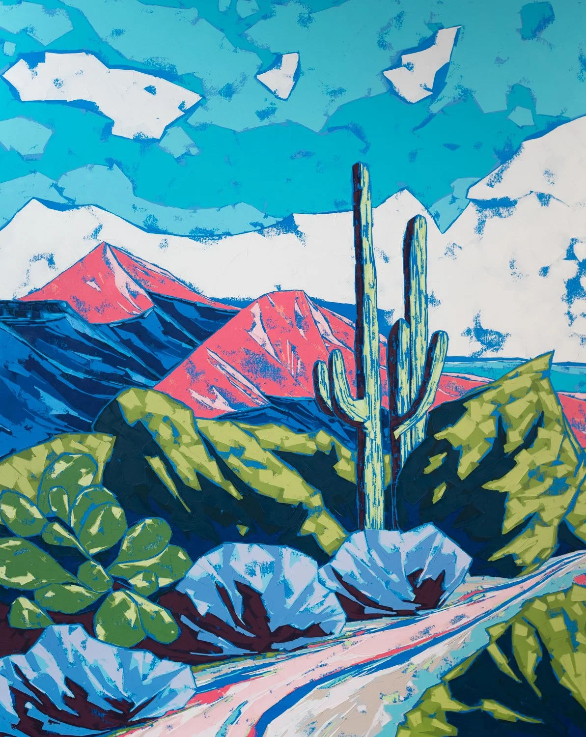 Needles Eye Wilderness, oil + cold wax on canvas, 50 x 40", 2023