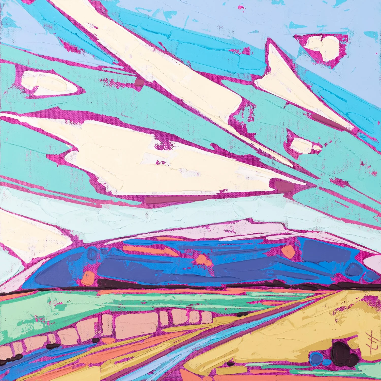 A Clear View, X - 8" x 8", mixed media on panel