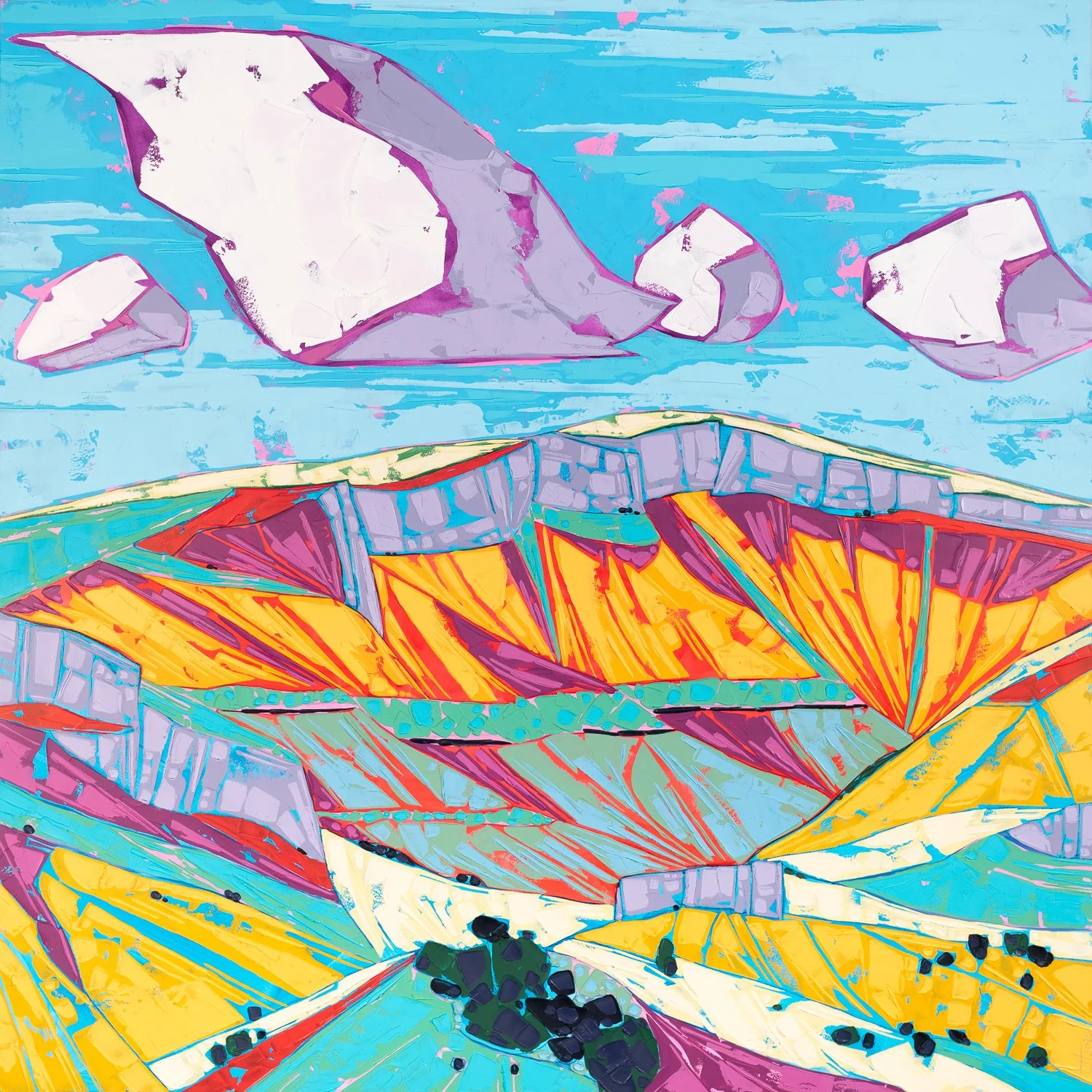 La Palud, 30" x 30", mixed media on panel 