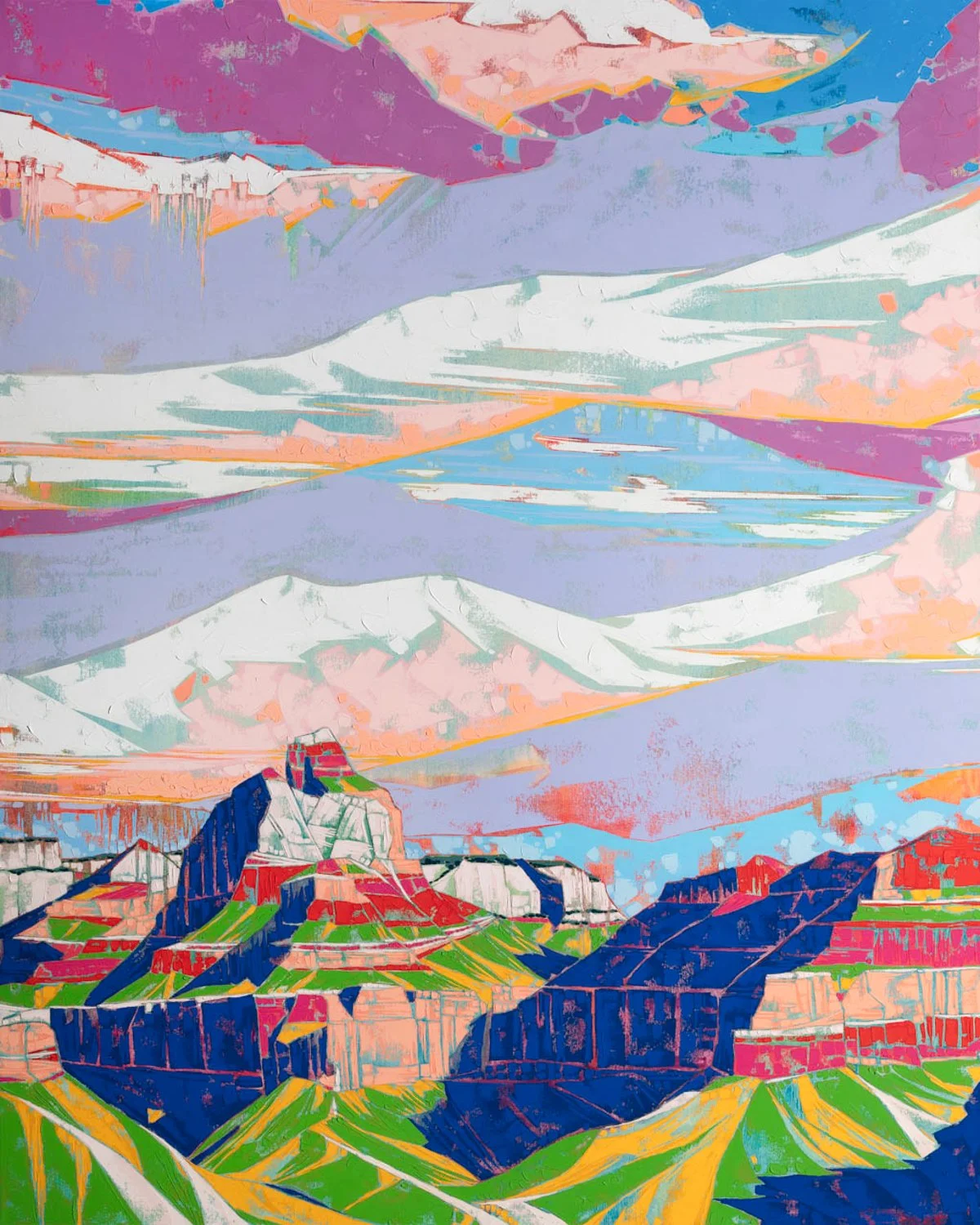 Vishnu Temple, oil + cold wax on canvas, 50 x 40", 2024