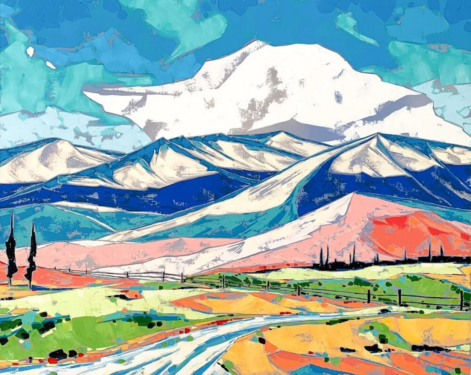 Our Home, oil + cold wax on canvas, 36 x 45", 2023