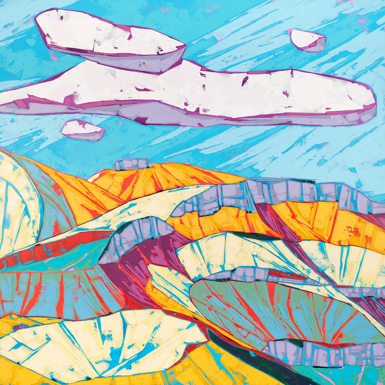 The High Road, 30" x 30", mixed media on panel 