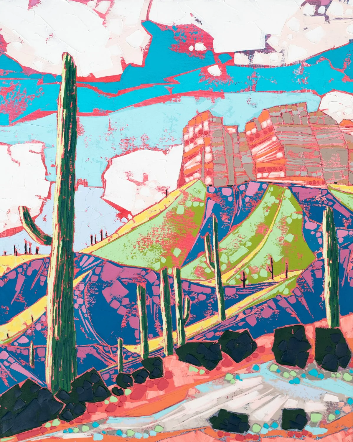 Warmth of Spring, oil + cold wax on canvas, 20 x 16", 2023