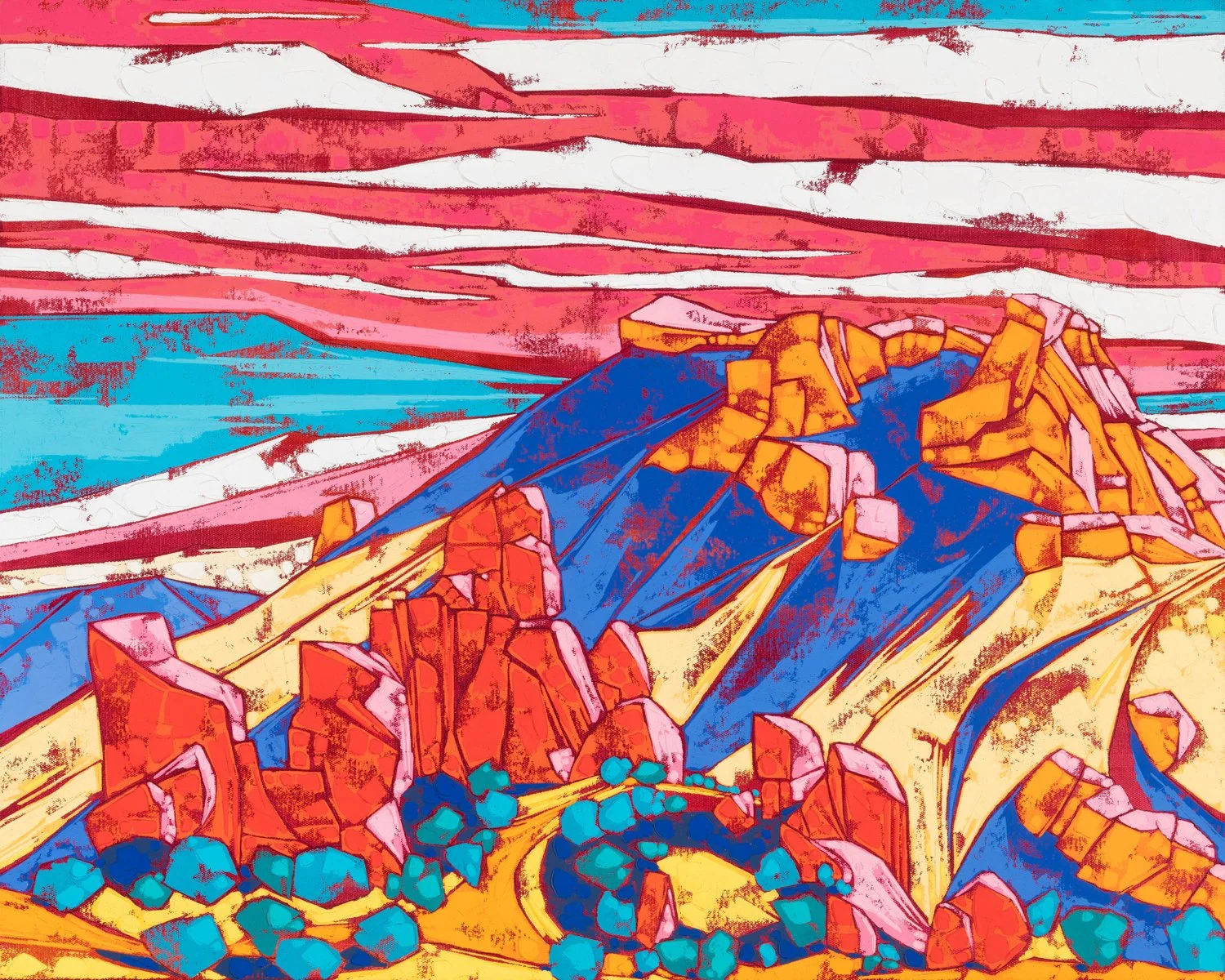 Today's View, oil + cold wax on canvas panel, 24 x 30", 2024