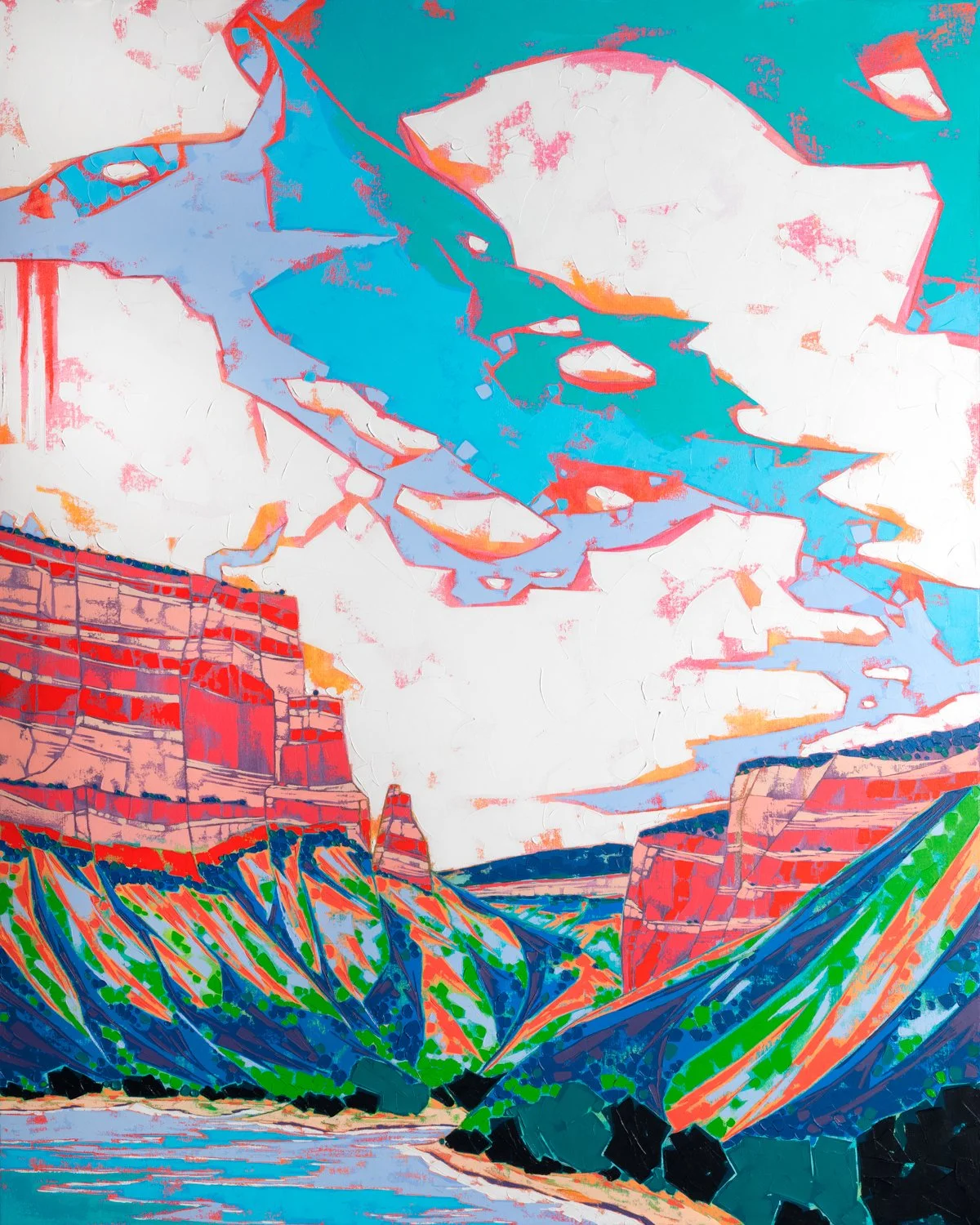 A Spring Afternoon, oil + cold wax on canvas, 50 x 40", 2023