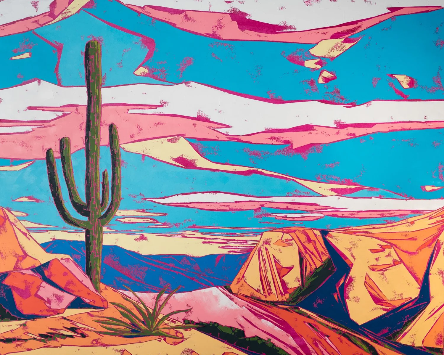 The Desert Always Calls,oil + cold wax on canvas, 40 x 50", 2023