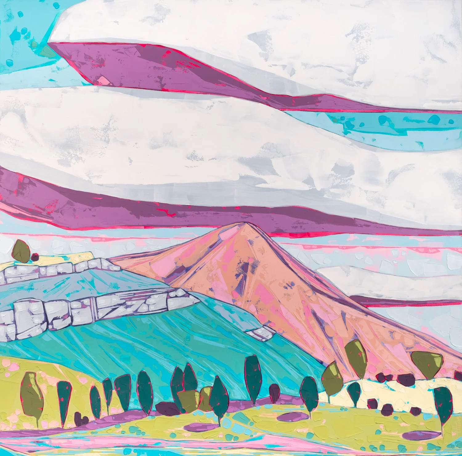 Forest Ridge, 30" x 30", mixed media on panel 