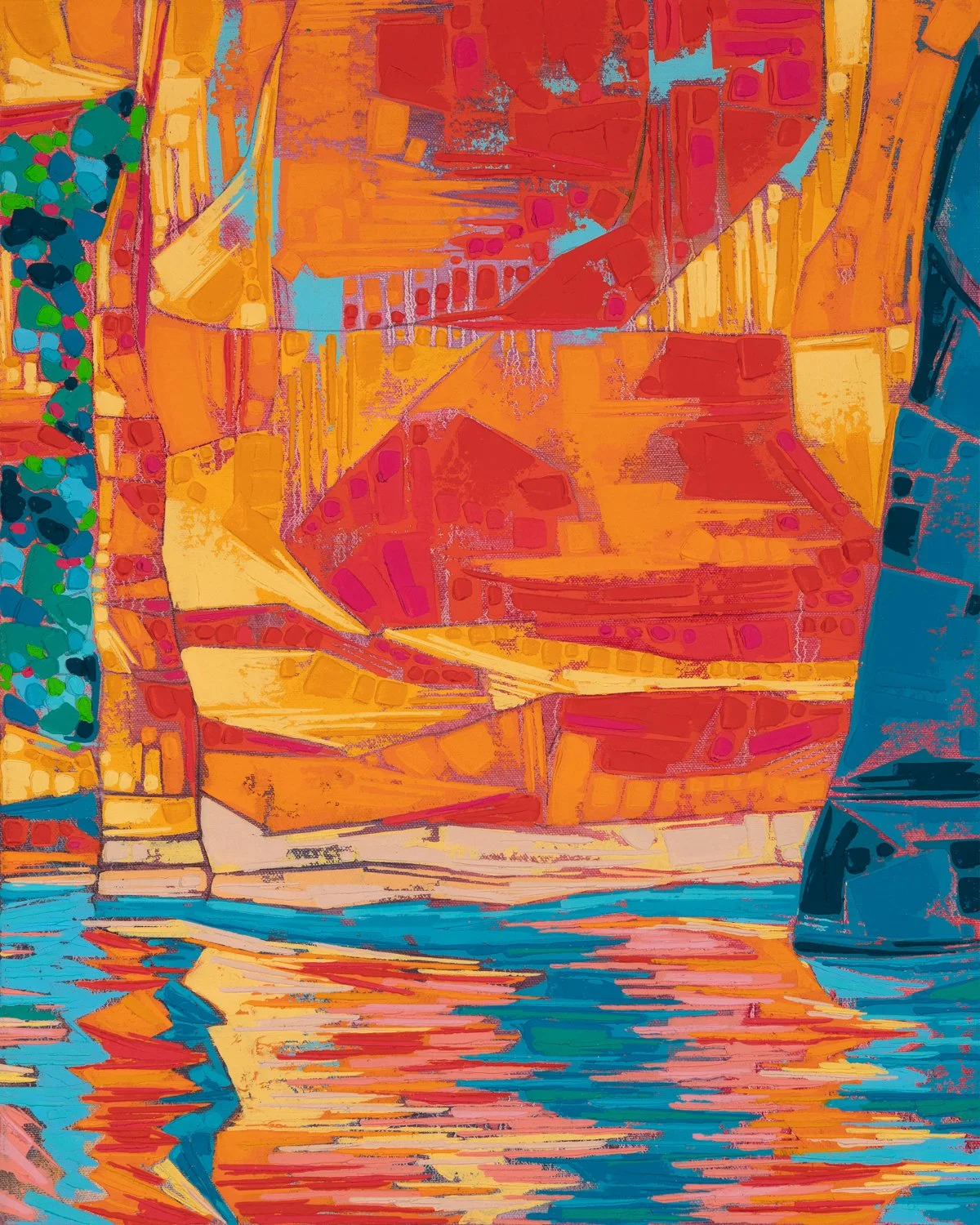 River's Edge, oil + cold wax on canvas, 20 x 16", 2024