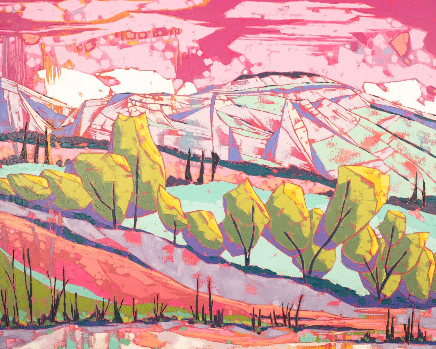 Beyond the Park,oil + cold wax on linen panel, 24 x 30", 2024