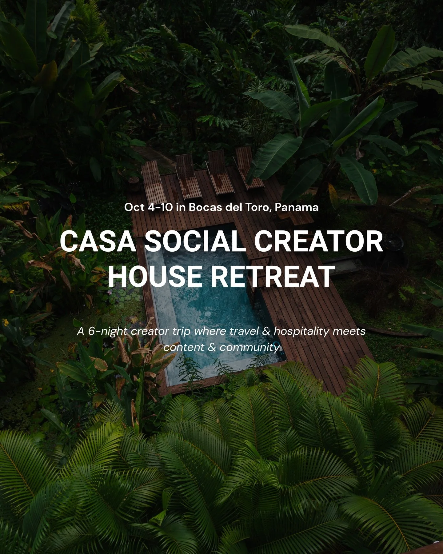 In just 4 days, we&rsquo;ll be opening up applications for the Casa Social Creator House &mdash; a six-night creative retreat in Bocas Del Toro, Panama designed specifically for creators wanting to get into hotel &amp; airbnb content creation. 🌿🎥


