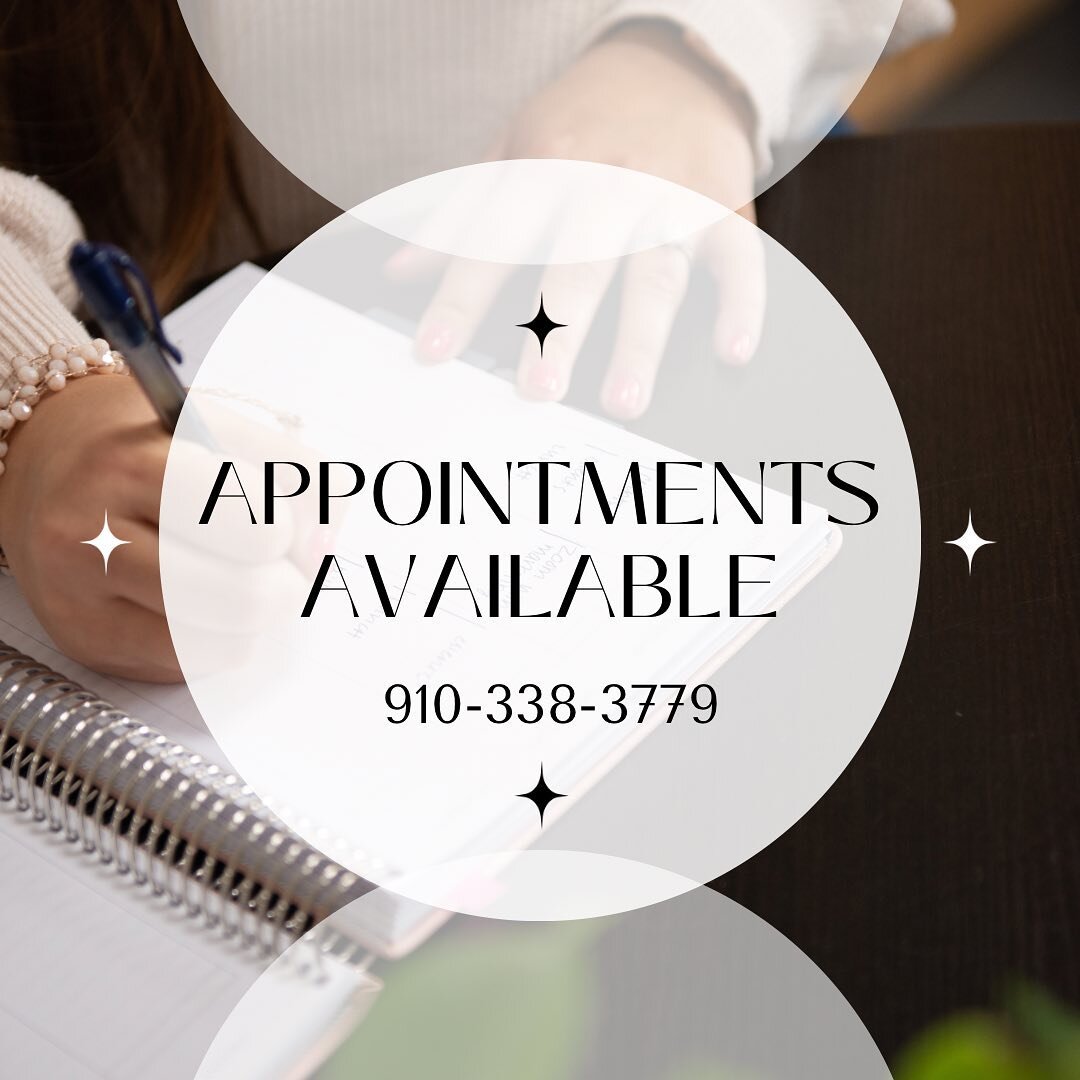 Virtual appointments available as early as next week! Call or text 📱 910-338-3779 to schedule! 
✨in network with BCBS &amp; Aetna
✨can provide superbill for out of network services