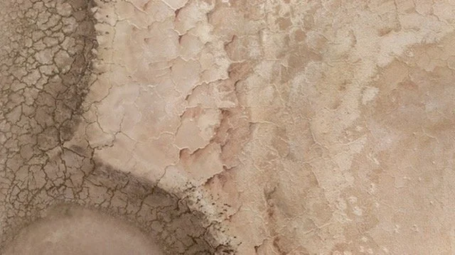 A dry salt lake from the air.