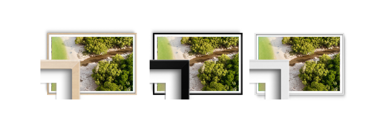 BROWN CREEK frame options an aerial photo over looking lush green mangroves just near Broome