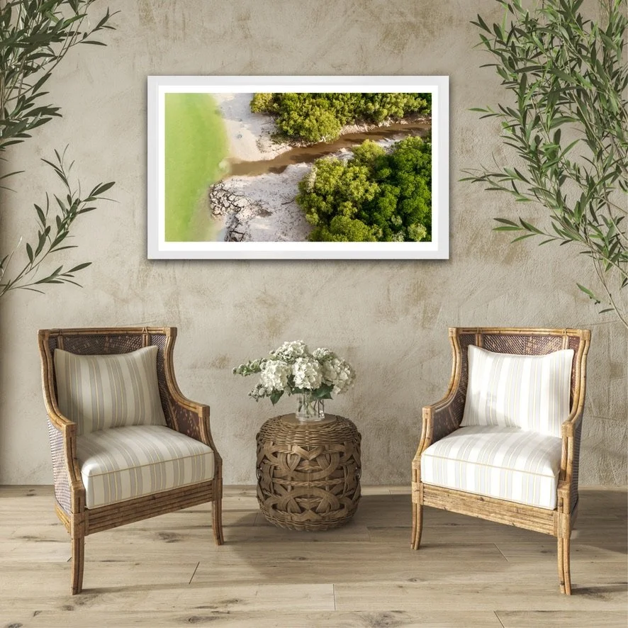 BROWN CREEK an aerial photo over looking lush green mangroves just near Broome - room mock up