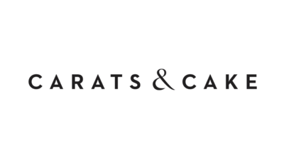 Logo with the words 'Carats & Cake' in black text.