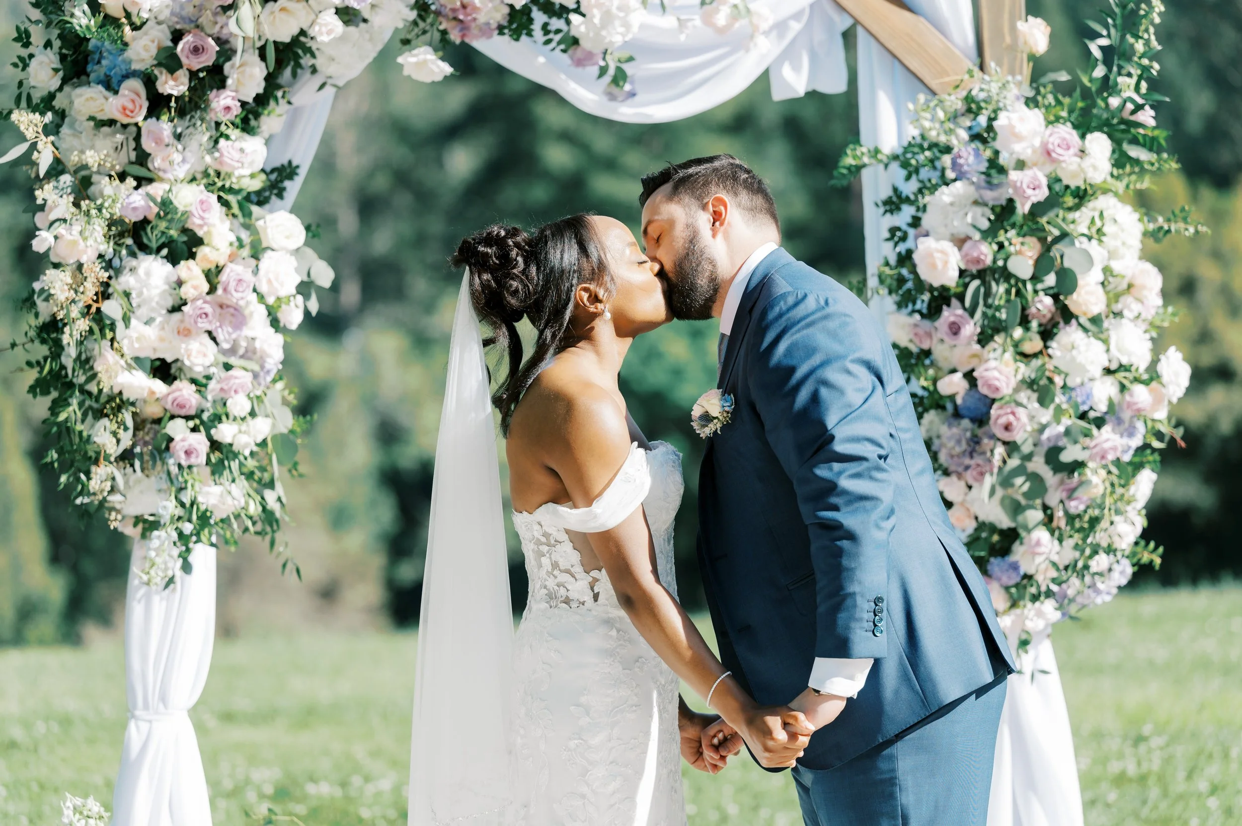 Soft pastel hues of blush, lavender, and cream set a romantic tone for Josten & Connor’s wedding at the Brazilian Room. Elegant roses and delicate anemones were paired with lush greenery, creating exquisite bouquets and dreamy floral arrangements tha