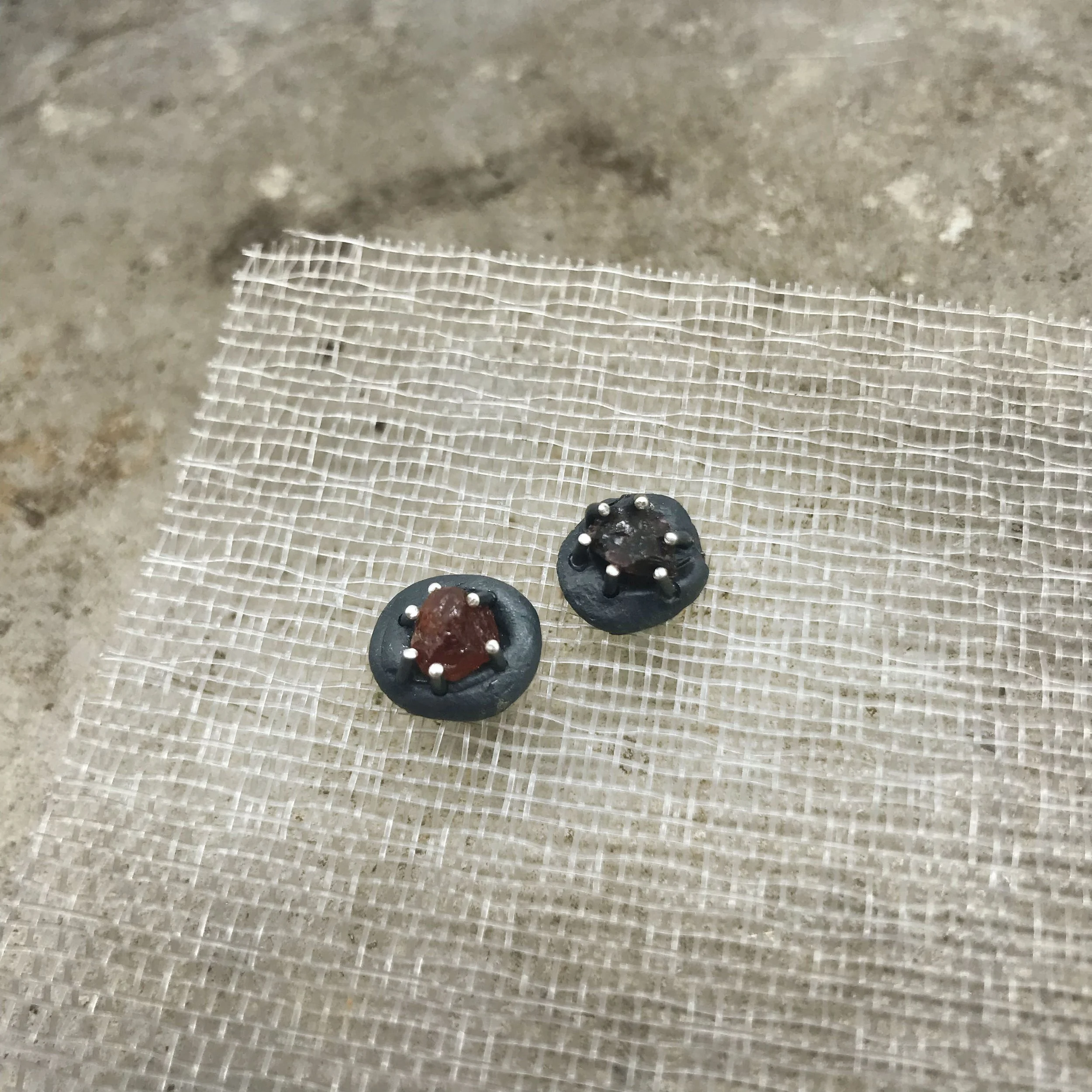Sterling Smoosh Studs (Small)- Orange