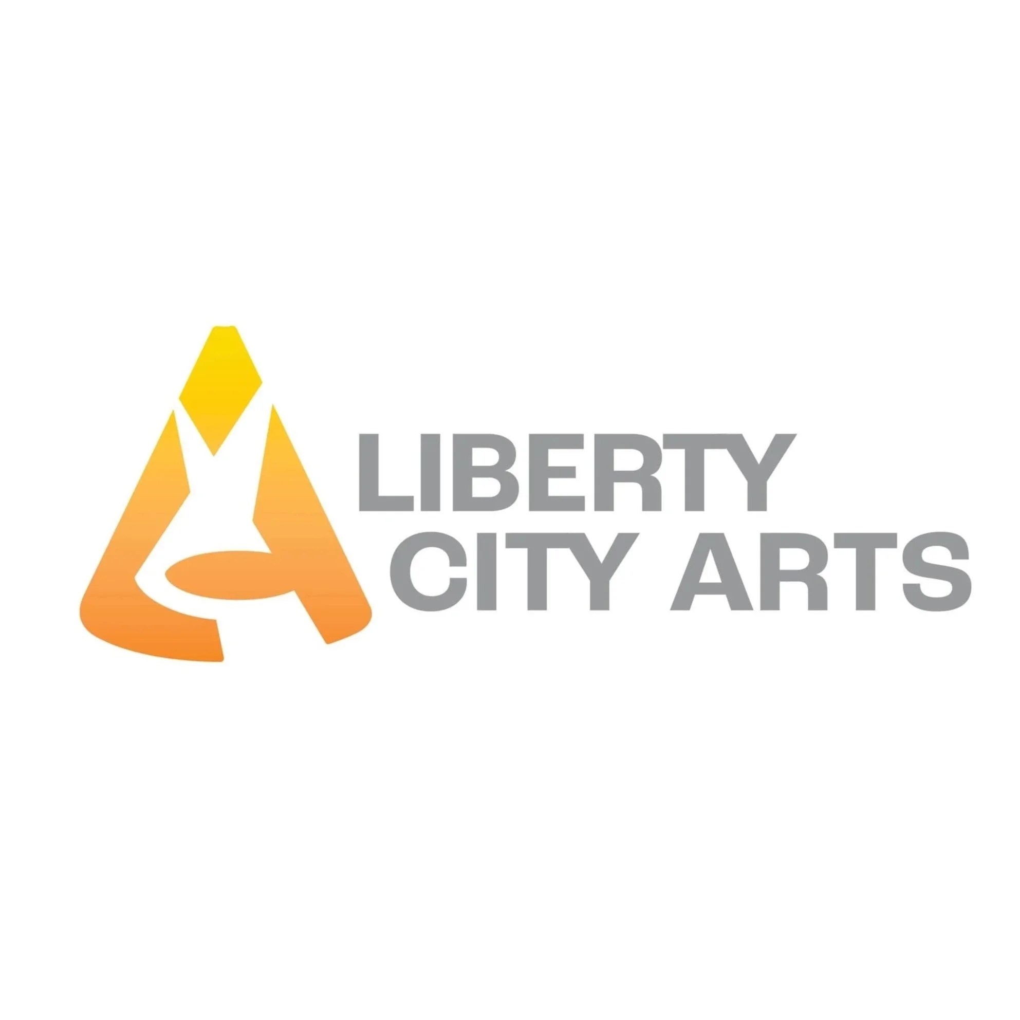 Liberty City Arts logo, yellow and grey on a white background