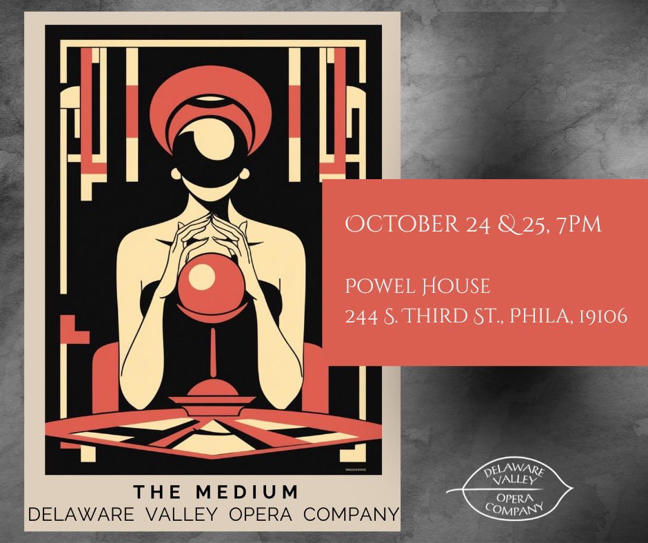 Poster for DVOC's The Medium, a woman with a crystal ball