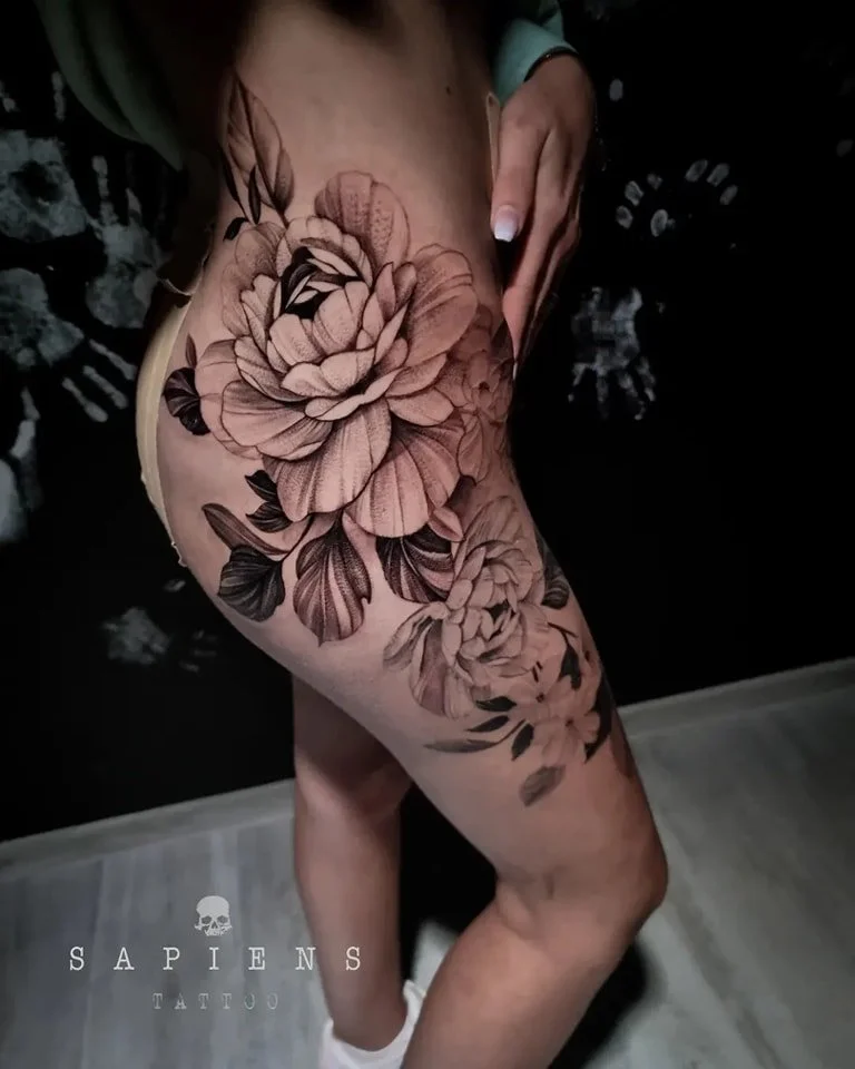 black and gray tattoo for woman